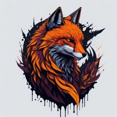 Wall Mural - red fox with a eyes sticker  generative Ai
