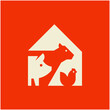 Farm animals logo cow, pig and chicken. Icon design. Template elements