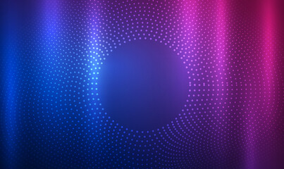 Fototapete - Abstract blue and red dynamic wavy line dotted texture ,Dark blue background with copy space. Technology Circle Line. Big data digital technology. Modern futuristic simple dots pattern. Vector EPS10.