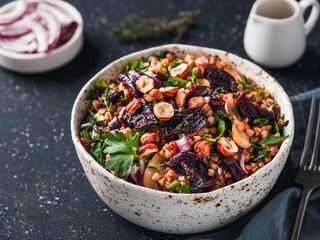 Warm buckwheat and beetroot salad