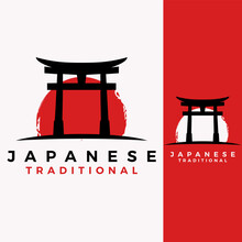 torii gate vector template. japanese culture tori building graphic illustration.