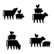 Set of Farm animals logo cow, pig and chicken. Icon design. Template elements