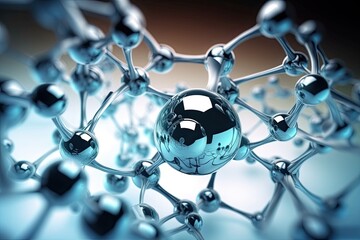 Poster - complex structure composed of interconnected spheres. generative ai