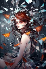 Wall Mural - girl with flowers Generative Ai