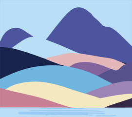 Wall Mural - Colored mountains, waves, abstract shapes, modern backgrounds, vector Illustration designs for your projects