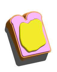 Sticker - 3d pink bread with butter