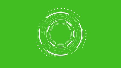 HUD Sci-fi Futuristic White Display isolated on chroma key green screen background. Virtual Reality Technology Concept. 4K