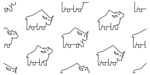 Seamless pattern with Yaks. isolated on white background