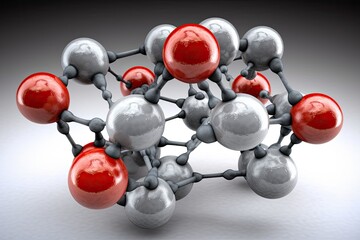 Poster - futuristic red and silver architectural model. Generative AI