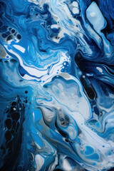  Abstract background. Liquid paint, fluid art style. White and blue paint. Vertical background. AI generative.
