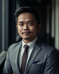 Wall Mural - Handsome Indonesian Entrepreneur Executive Photorealistic Portrait Illustration [Generative AI]