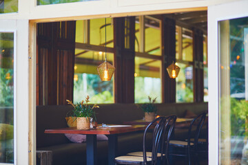 Cozy outdoor cafe in Vondelpark in Amsterdam, Netherlands