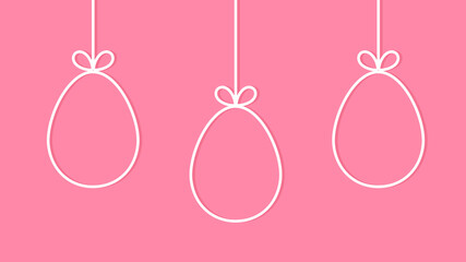 Wall Mural - easter eggs hanging decoration on pink background.