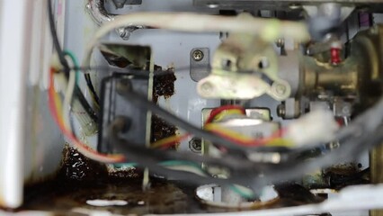 Poster - leaking gas water heater. broken gas equipment