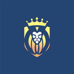 Wall Mural - The lion logo design inside the shield looks luxury and expensive.  logo animal with a logo crown on its head