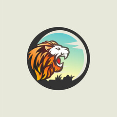 Wall Mural - Roaring lion logo design