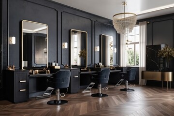 interior of luxury hairdressing salon