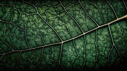 leaf texture pattern, leaf background with veins and cells - macro photography, generative ai