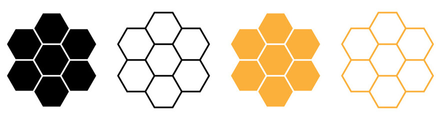 Set of honeycomb icons. Vector illustration isolated on white background