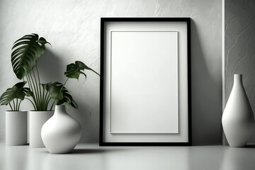 Canvas Print - mockup poster frame in minimalist modern interior; generative AI