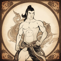 Wall Mural - Chinese monk, power and strength - by generative ai