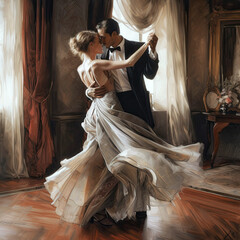 Wall Mural - Wedding dance romantic couple - By Generative AI	
