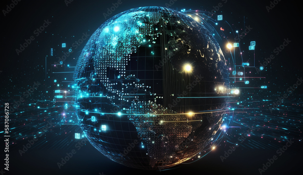 Global business network, software technology investment, data analysis ...