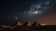 Night view of the Pyramids of Giza and the Milky Way, Generative AI