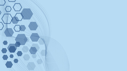Poster - Abstract hexagonal geometric with wave flow shapes background.