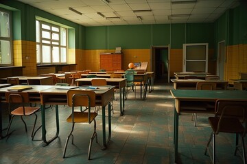 Poster - desks in the class room. Generative AI