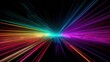 © Gizmo - parallel long neon rays, abstract, fantastic wallpaper with colorful laser rays, desktop digital wallpaper, black background, generative ai