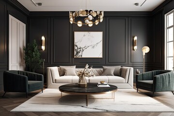Wall Mural - an example of a modern, opulent living room. Generative AI