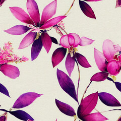 Wall Mural - Seamless Floral Design , Watercolor illustration. AI generated Illustration.