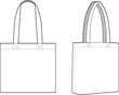 Tote bag fashion flat sketch for tech pack cad