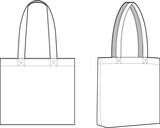Fototapeta  - Tote bag fashion flat sketch for tech pack cad
