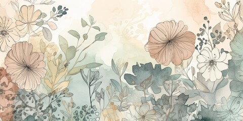  watercolor floral background generative AI Art