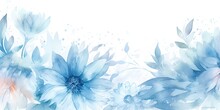 Watercolor Blue Floral Background Generative Art