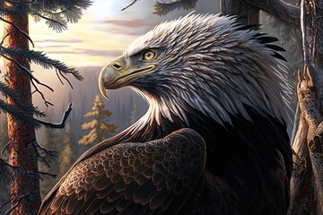 Wall Mural - a spectacular vision of magnificence - the majestic eagle generative ai