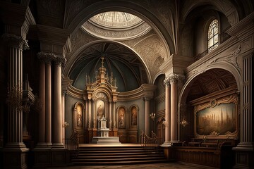 Wall Mural - Adorned by Grandeur: A Captivating Church Image Generative AI