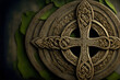 © Fernando - celtic cross on a green background - Generative AI