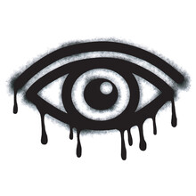 Graffiti Eyeball Sign Collection Spray Painted Black On White. Eyeball Symbol. Isolated On White Background. Vector Illustration