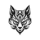 Fototapeta Koty - fox tribal, logo concept black and white color, hand drawn illustration