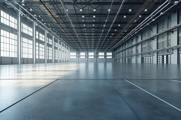 Wall Mural - industrial warehouse with large windows and open space. generative ai