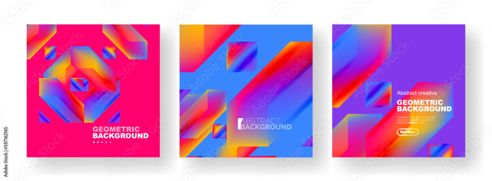 Nested Background Design Set of abstract backgrounds. Overlapping geometric elements composition ...