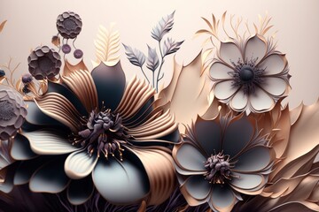 Poster - Generative AI illustration of abstract geometric composition, digital art works.