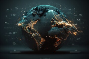 Poster - Global network connection and communication concept. Generative AI illustration.