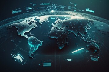 Poster - Global network connection over the world , Generative AI illustration.
