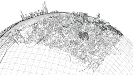Poster - 3d city sphere. vector rendering of 3d