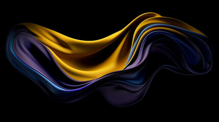 Aufkleber - generative AI. Dynamic and flowing artwork created by yellow fabric blowing in the backdrop