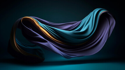 Aufkleber - generative AI. Flowing Blue Fabric Artwork Backdrop